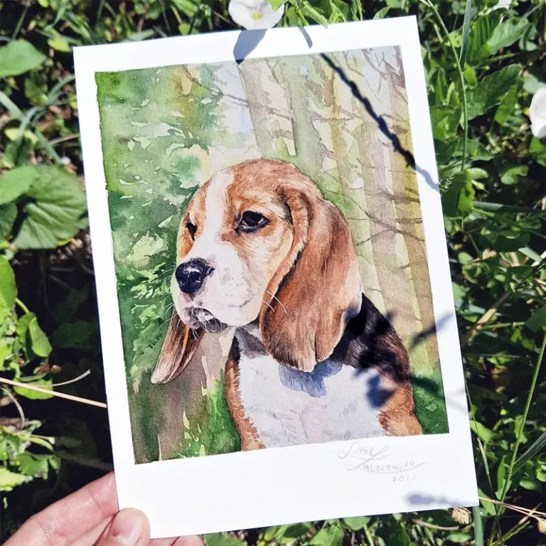 beagle watercolor portrait